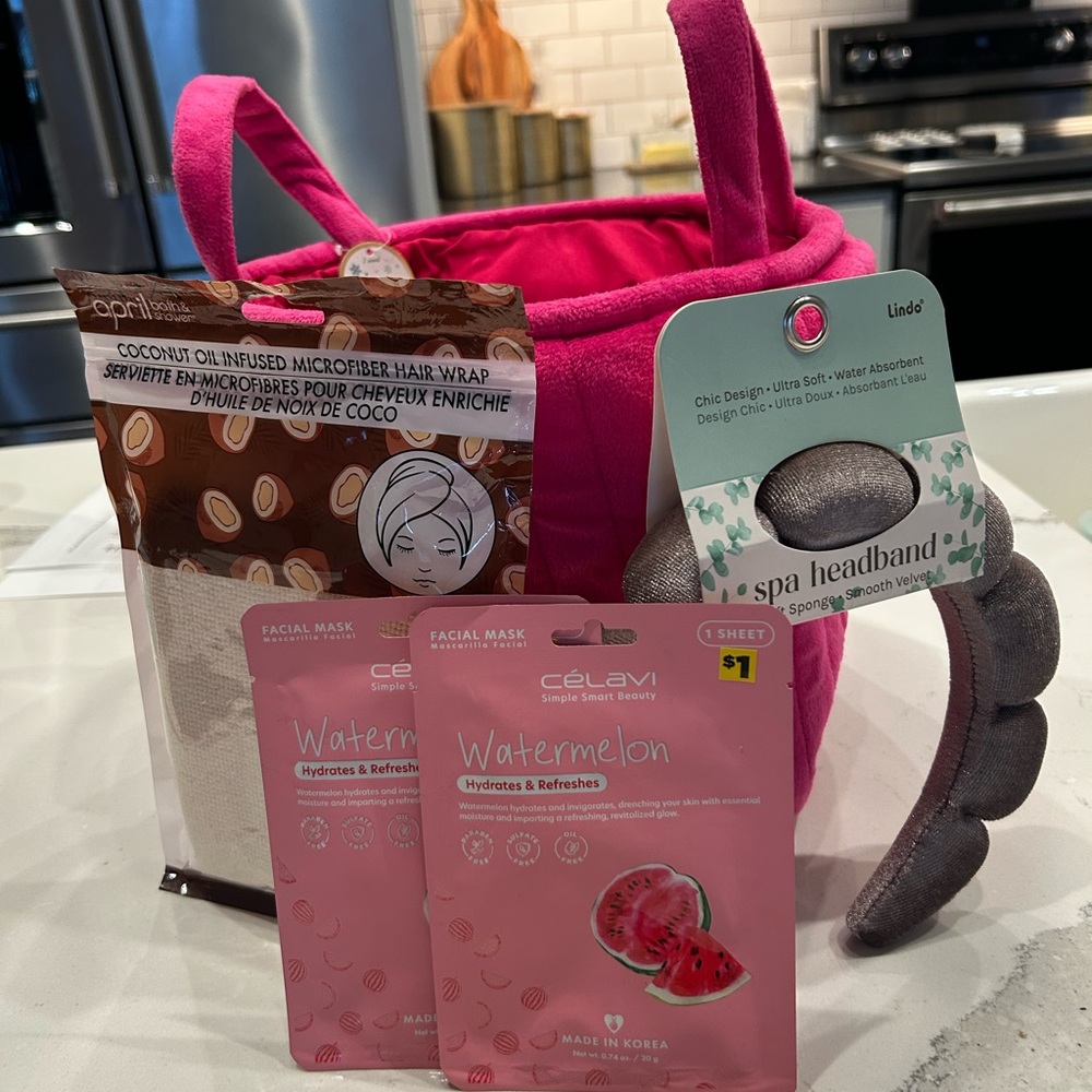 Watermelon Facial Mask & Pink Spa Headband Set